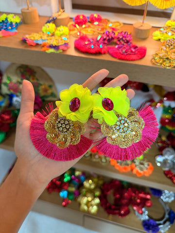 Aretes Fucsia Verde
