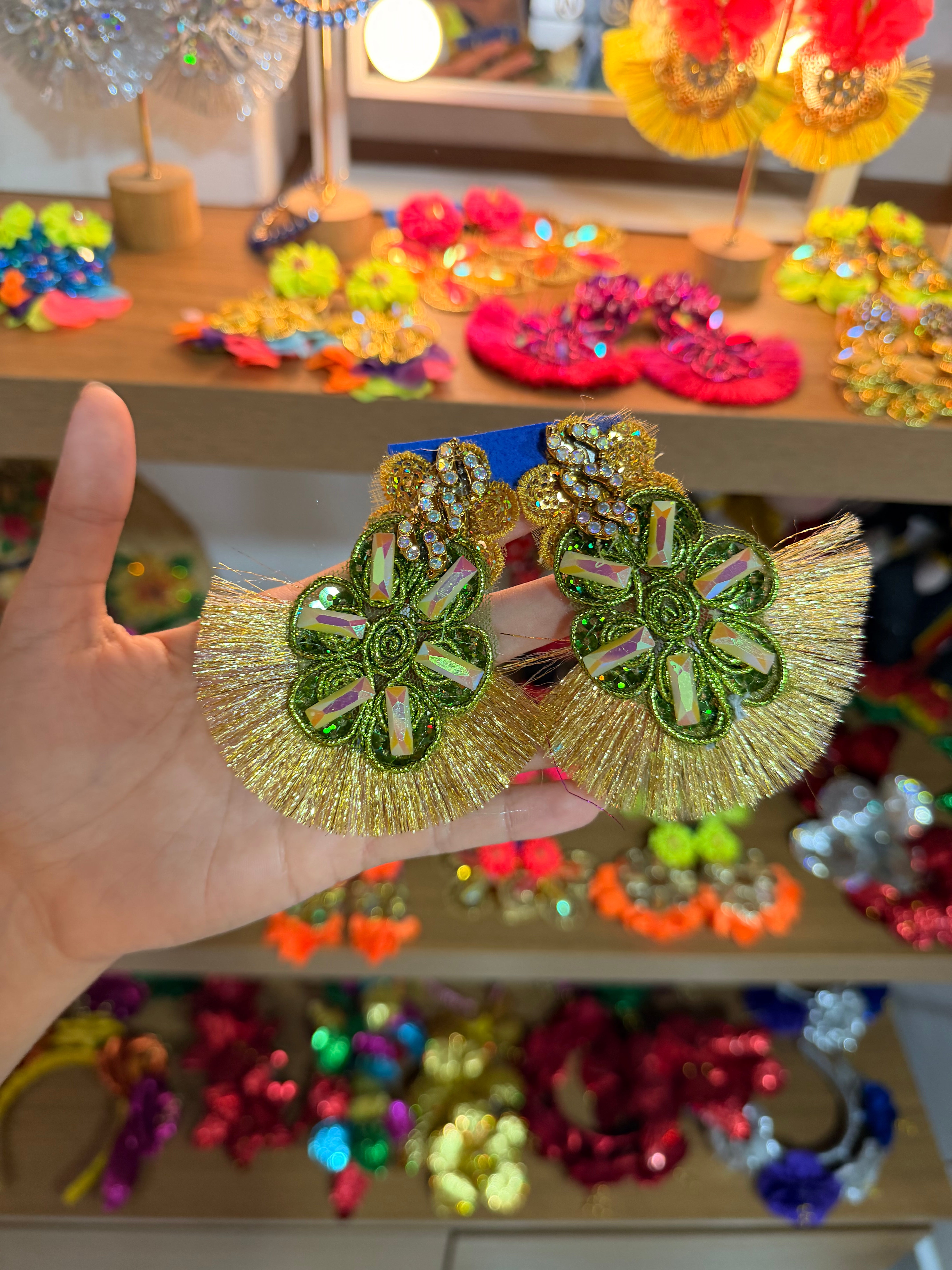 Aretes Verde Dorado