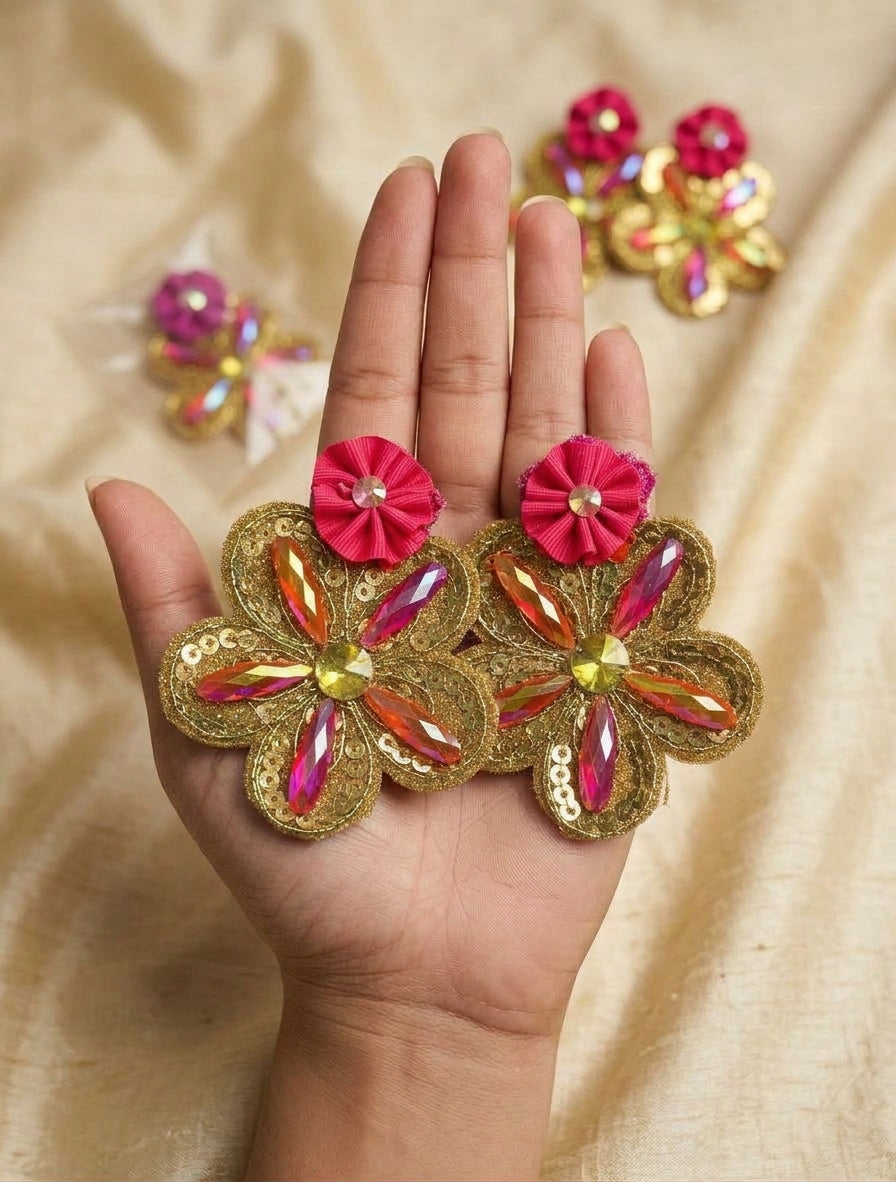 Aretes Flor Fucsia