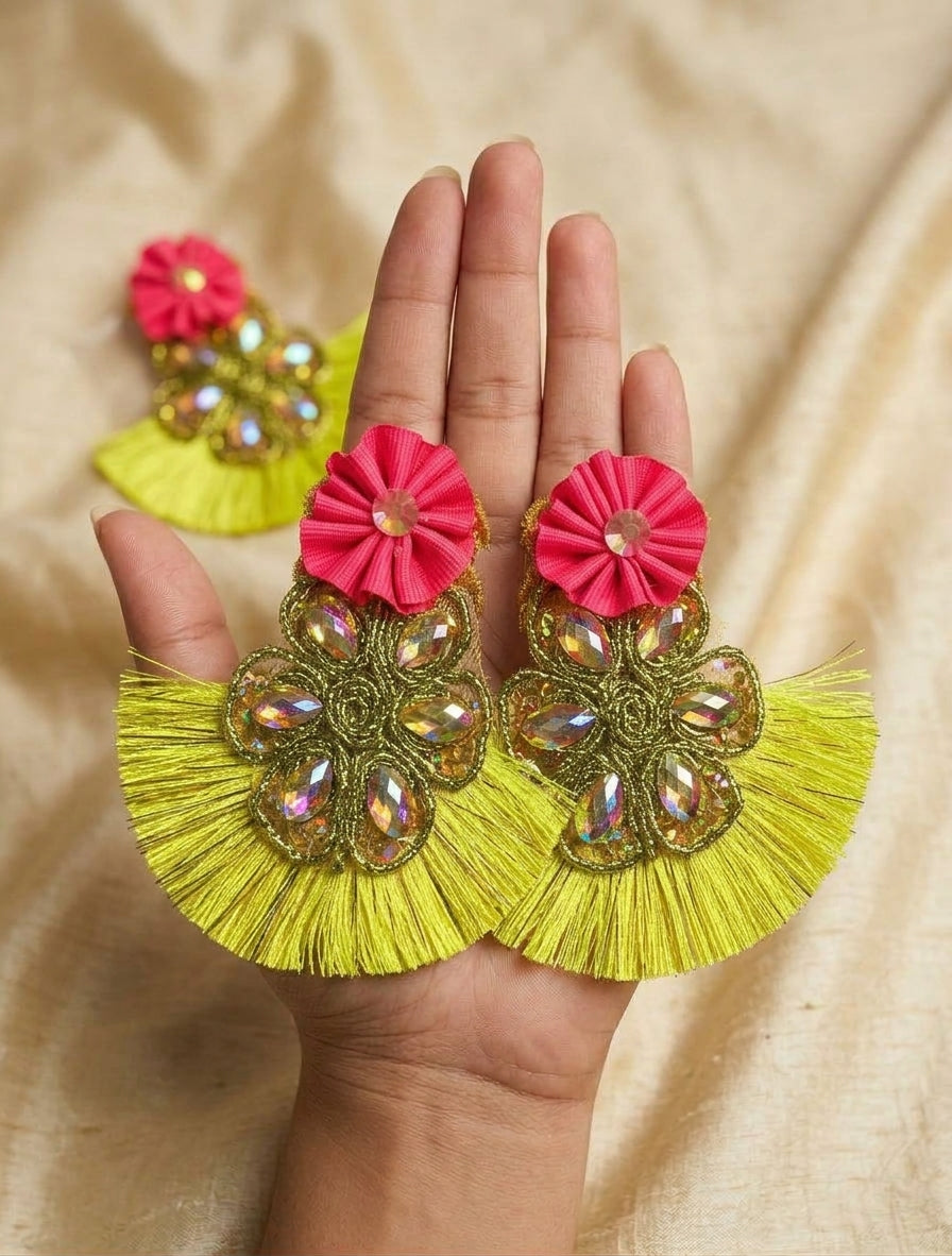 Aretes Dorado Fucsia