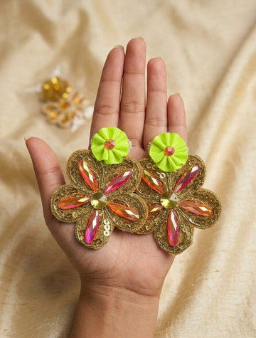 Aretes Flor Verde