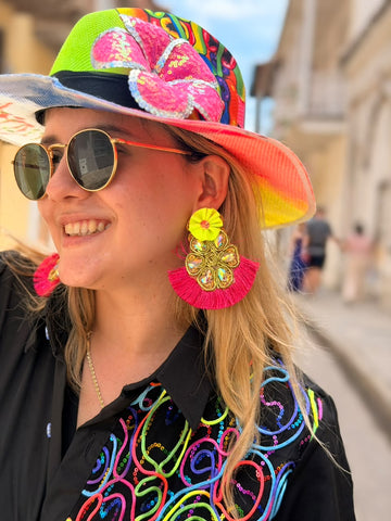 Aretes Neon/Fucsia